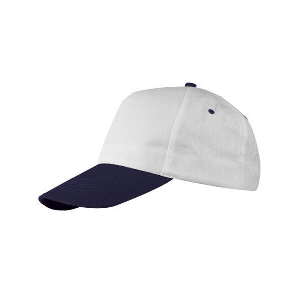 Cappello 5 pannelli cotone bianco blu navy