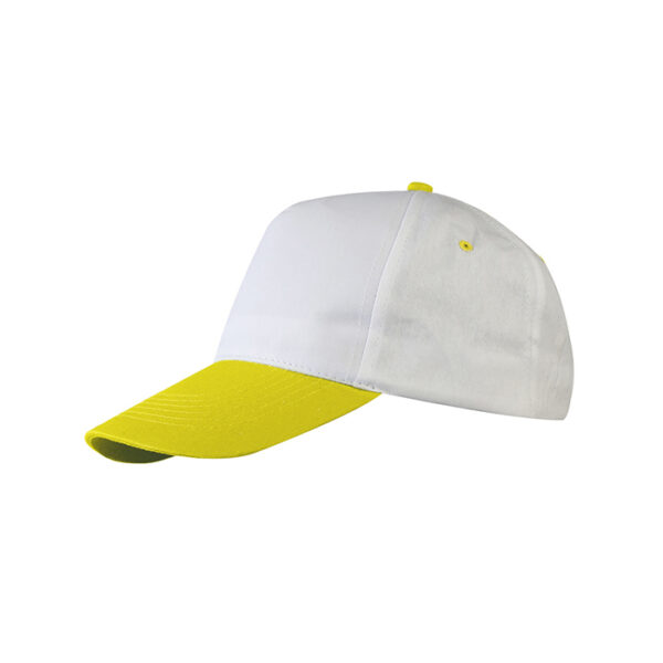 Cappello 5 pannelli cotone bianco giallo
