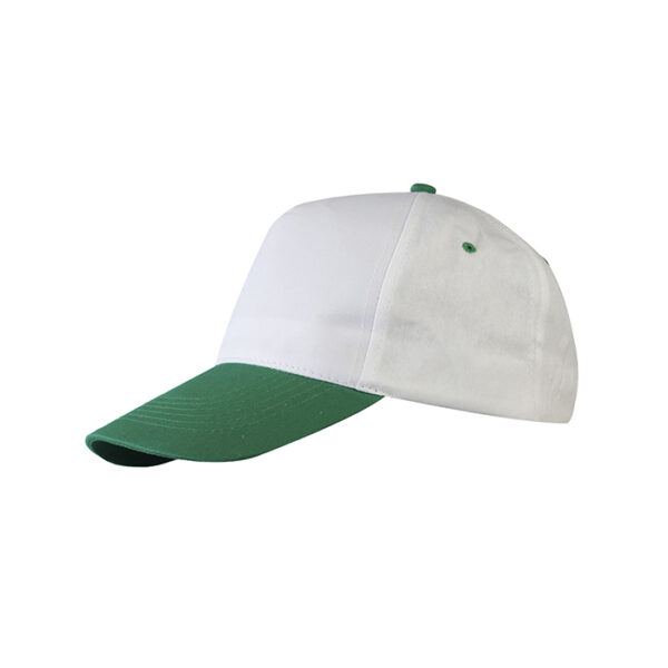 Cappello 5 pannelli cotone bianco verde