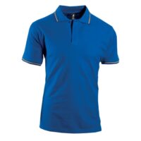 polo blu royal manica corta tricolore
