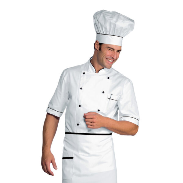 giacca-cuoco-bianco-nero manica corta