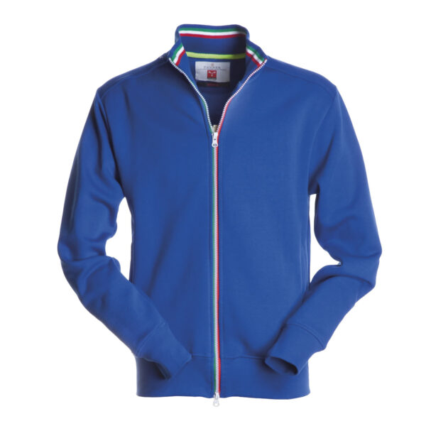 Felpa uomo zip intera tricolore blu royal