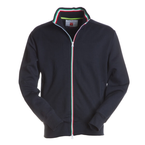 Felpa uomo zip intera tricolore blu navy