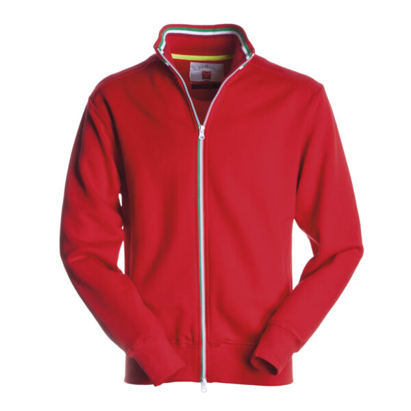 Felpa uomo zip intera tricolore rosso