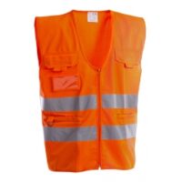 gilet alta visibilità poliestere tasche arancio