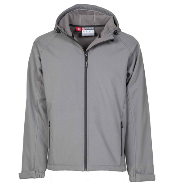 Giubbotto soft shell con cappuccio zip grigio