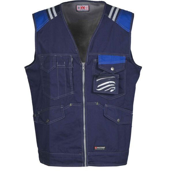 gilet multitasche da lavoro bicolore blu royal cotone