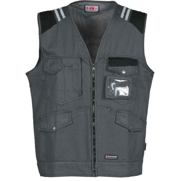 gilet multitasche da lavoro bicolore grigio smoke cotone